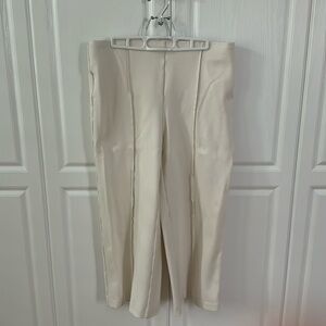 Raffaella Stretch Pull-On Cropped Wide Leg Cream Pants, size large